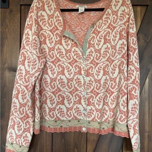 Sundance Orange, Cream and Sage Green Knit Sweater
